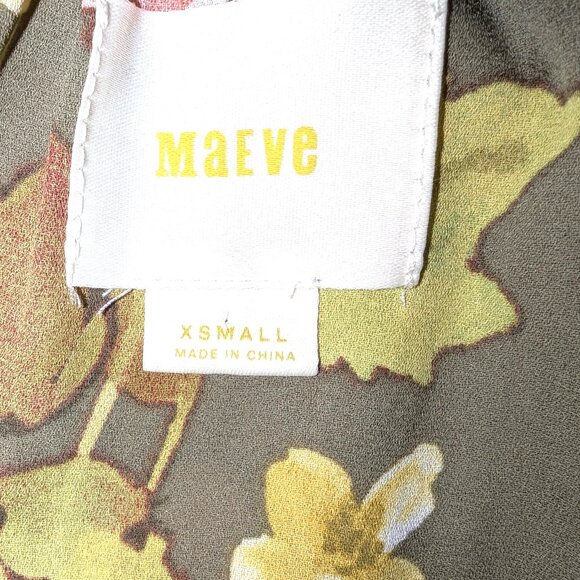 Maeve | Anthropologie Vallita Off-The-Shoulder Blouse Green Motif | Size XS - Picture 5 of 10